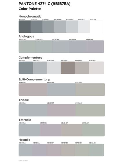 PANTONE 4274 C color palettes - colorxs.com