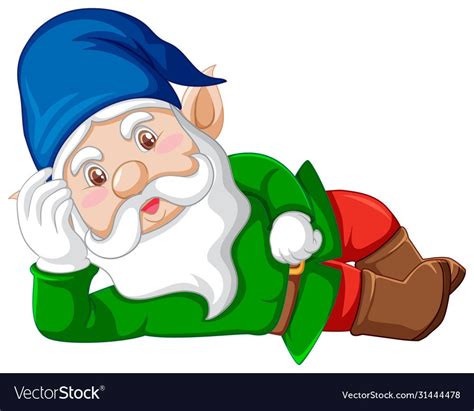 Gnome lying cartoon character on white background vector image on VectorStock | Cute drawings ...