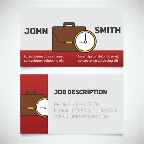 Premium Vector | Business card print template with briefcase and clock logo