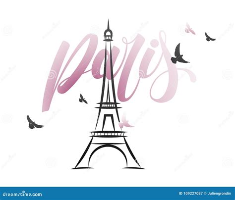 Paris and Eiffel Tower Logo Design Stock Vector - Illustration of ...