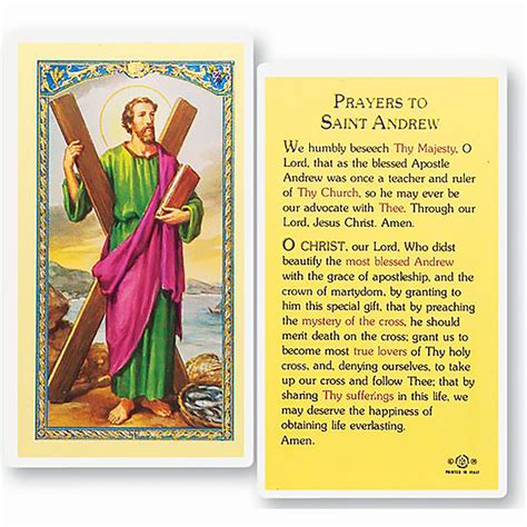 LAMINATED HOLY CARD - PRAYER TO ST. ANDREW | EWTN Religious Catalogue