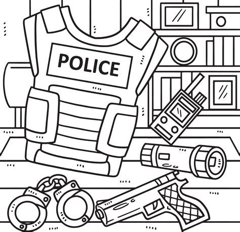 Police Officer Equipment Coloring Page for Kids 12902463 Vector Art at Vecteezy