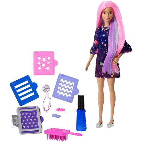 Barbie Color Surprise Doll with Color-Changing Hair & Hair Stencils - Walmart.com