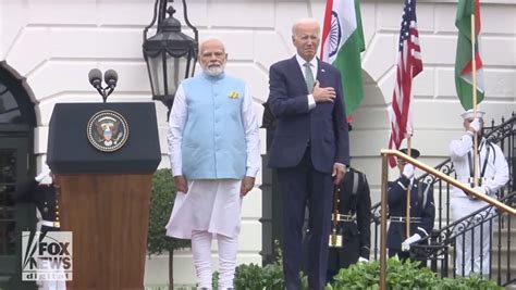 Biden slowly lowers hand from heart during playing of Indian national anthem | Fox News Video