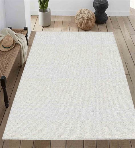 Buy White Solid Fiber 6 ft x 9 ft Machine Made Carpet by Saral Home at ...