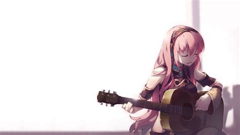 Pink haired anime girl playing guitar illustration, anime girls ...