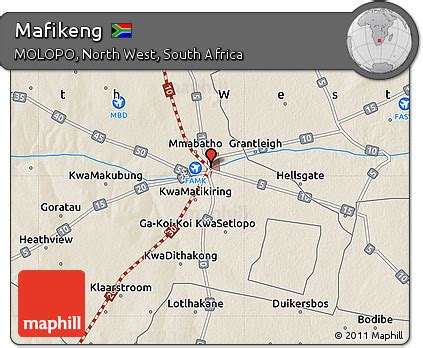 Free Shaded Relief Map of Mafikeng