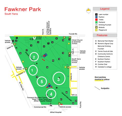 Fawkner Park Map | Mercantile CA