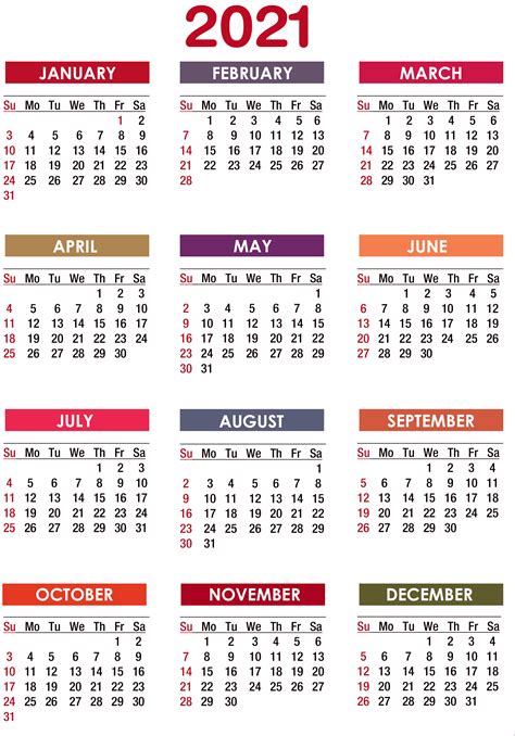 Calendar 2021 PNG Image | PNG All