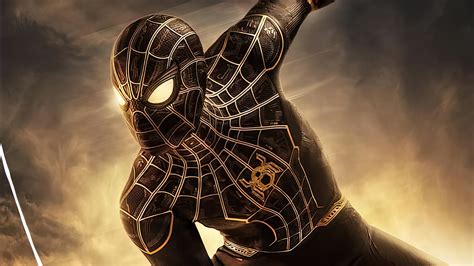 spider-man, no way home, movie, 2021, black, gold, suit, 4k, HD Wallpaper | Rare Gallery