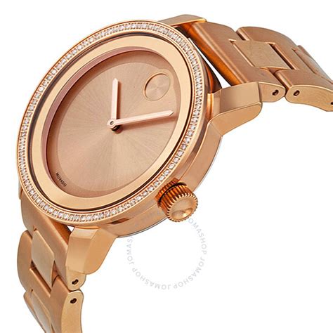 Movado Bold Diamond Rose Gold IP Stainless Steel Ladies Watch 3600151 885997087599 - Watches ...