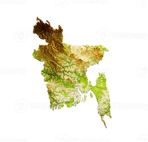 Bangladesh Map Shaded relief Color Height map 3d illustration 27243981 PNG