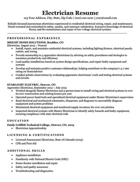 Electrician Resume Sample & Writing Tips | Resume Companion