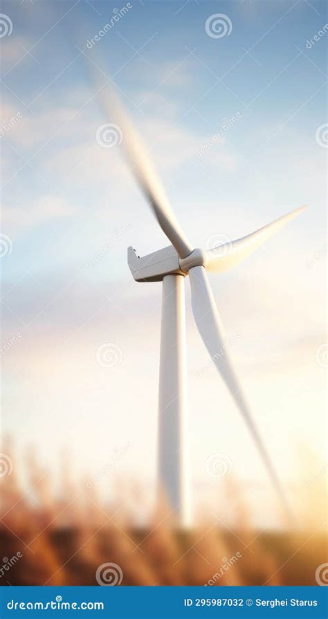 Wind Turbine in the Field with a Sunset, AI Stock Illustration ...