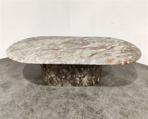 Vintage oval marble coffee table, 1970s | #185065