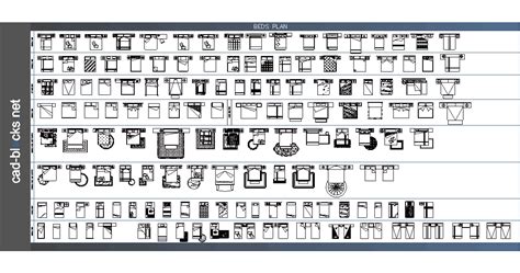 Furniture CAD Blocks: Beds in plan view