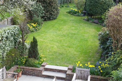 Suburban garden in London Stock Photo | Adobe Stock