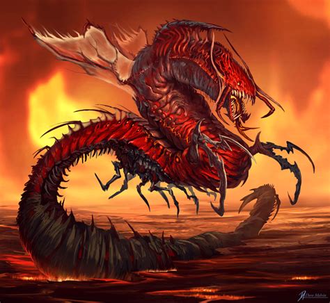 Hell-Worm by Davesrightmind | Monster art, Fantasy creatures, Creature art