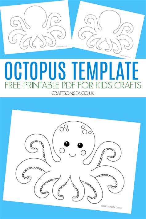 Octopus Template (FREE Printable PDF) | Templates printable free, Under the sea crafts ...