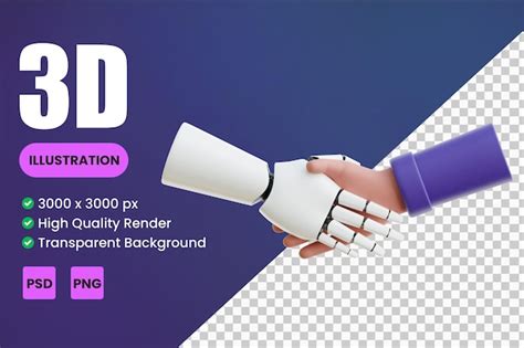 Premium PSD | Robot and human handshake 3d icon illustrations