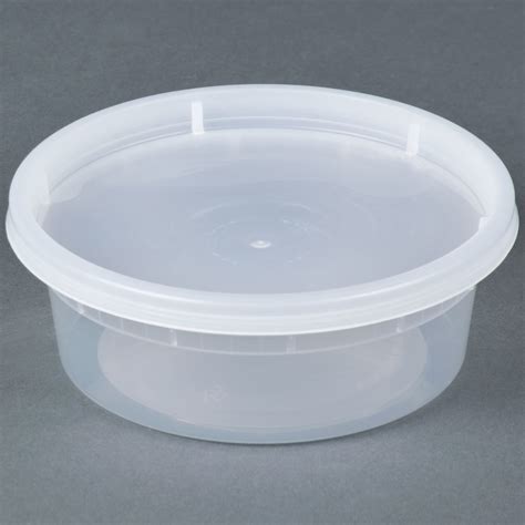 8 oz. Microwavable Translucent Plastic Deli Container with Lid - 240 / Case