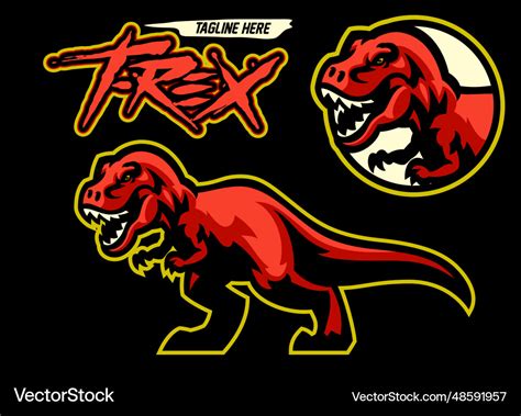 Red t-rex dinosaur mascot logo Royalty Free Vector Image