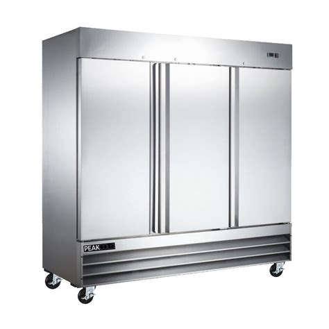 PeakCold 3 Door Refrigerator; Commercial Stainless Steel