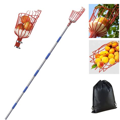 Buy BOYO Fruit Picker Tool, 8 Foot Fruit Picker with Light Weight Aluminum Telescoping Pole and ...