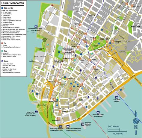 Plattegrond van Manhattan - Kaart van Manhattan met straatnamen (New ...