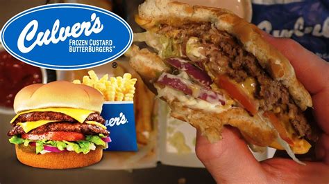 ASMR: Eating Culver's Double Butterburger® Deluxe with Fries - YouTube