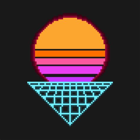 Outrun Sunset Retro 8-Bit Pixel Art - Outrun - T-Shirt | TeePublic