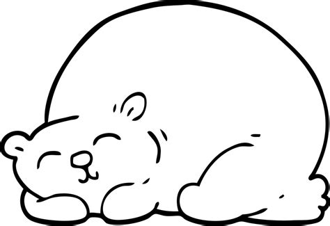 line drawing cartoon content bear sleeping 12171191 Vector Art at Vecteezy