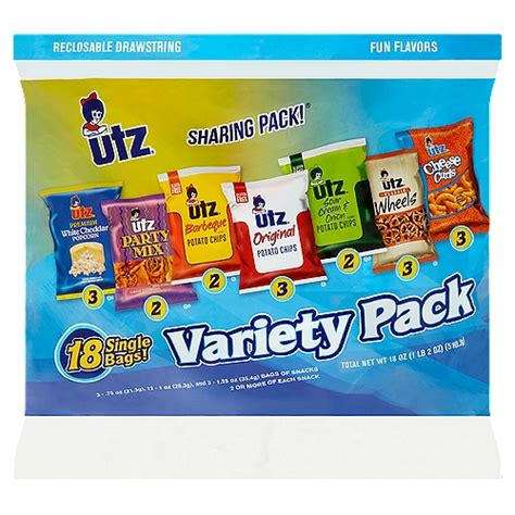 Utz Fun Flavors Variety Pack Snacks, 18 count, 18 oz