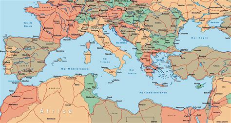 mapa del mediterraneo | Mapa del mediterráneo, Mapa de europa, Mapas