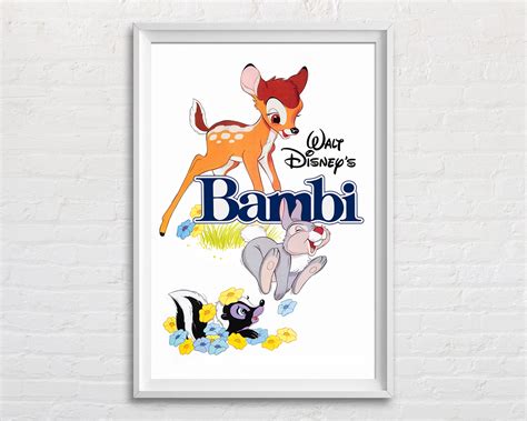 Vintage Bambi Disney Movie Poster Print 1980s Classic Disney - Etsy