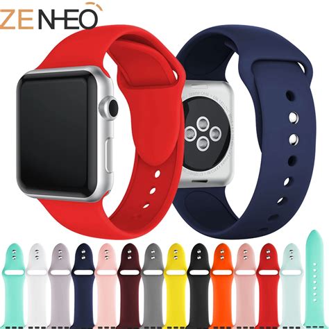 Colorful Soft Silicone Sports Band for Apple Watch Series 1 2 3 4 38MM 42MM Rubber Watchband ...