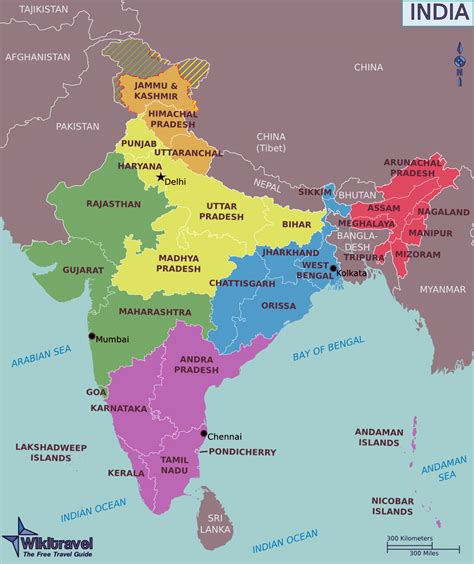 Large regions map of India | India | Asia | Mapsland | Maps of the World