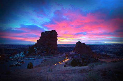 Red Rocks Amphitheater- Sunrise. Morrison, Colorado. [OC] (5177x3448) • /r/EarthPorn | Red rock ...