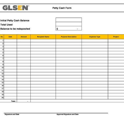 Printable Petty Cash Log Template - Printable Templates