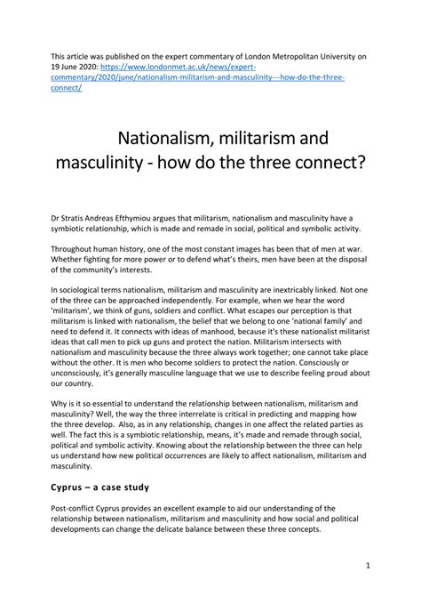 (PDF) Nationalism, militarism and masculinity - how do the three connect?