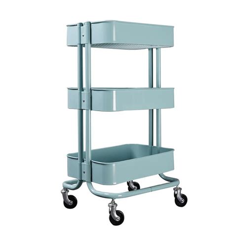 3-Tier Heavy Duty Metal Rolling Utility Cart Mobile Storage Organizer ...