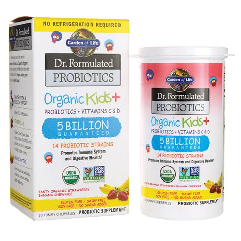 Garden of Life Dr. Formulated Probiotics Organic Kids+ - Strawberry Banana . - Walmart.com ...