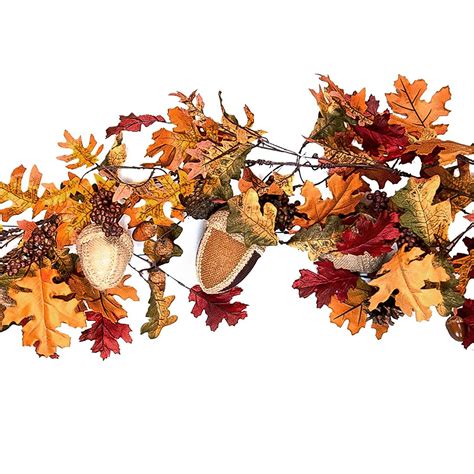 $47.97 - CraftMore Premium Fall Decoration Leaf Garland with Acorns, Pine Cones, Fabric Acorns ...