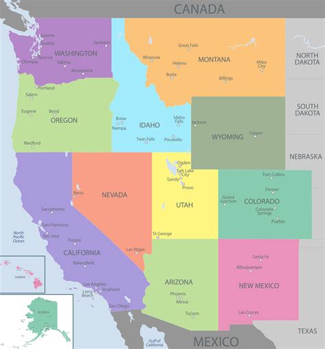 Western United States Map Labeled - Feliza Valentine