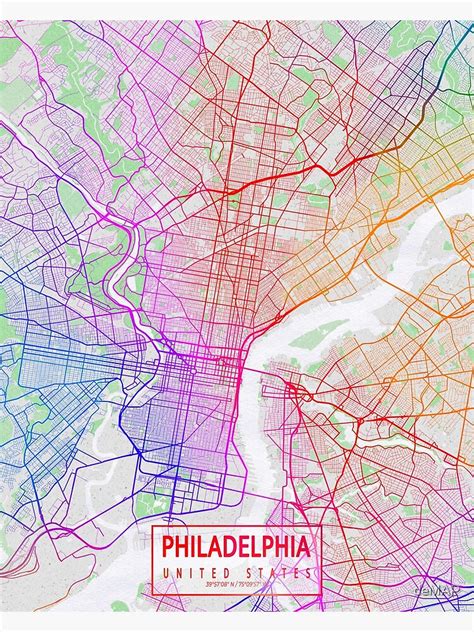 "Philadelphia City Map of the United States - Colorful" Poster by deMAP | Redbubble Philadelphia ...