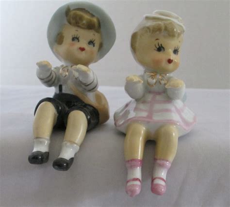 Shelf Sitter Balancing Figurines Boy Girl Vintage Japan