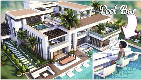 Modern MANSION w/ POOL BAR [No CC] - Sims 4 Speed Build | Kate Emerald ...