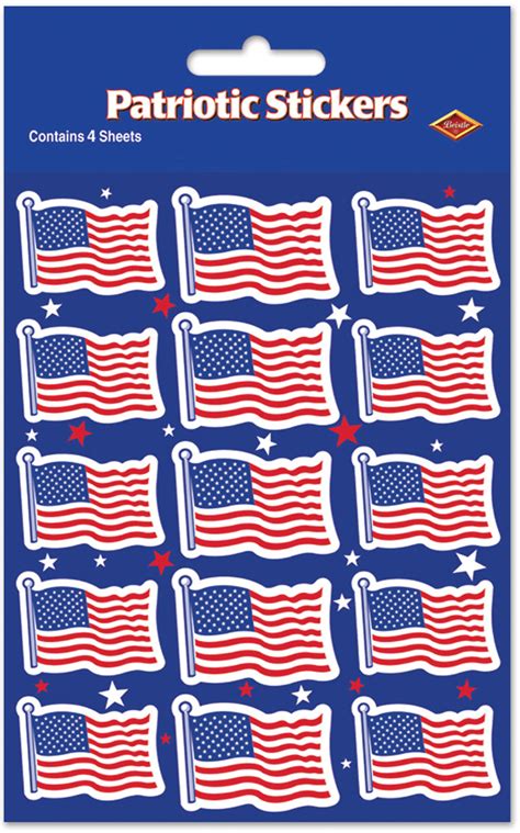 Bulk US Flag Stickers - 4 Pack, 15 Stickers, 4.75" x 7.5"