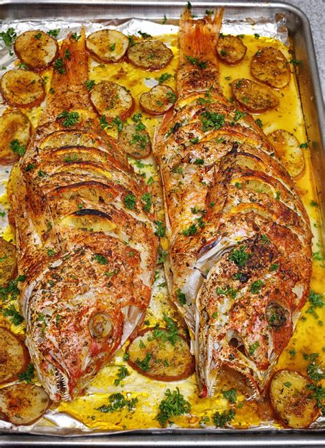 Easy to prepare Oven Baked Whole Yellowtail Snapper recipe.