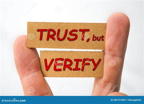 Trust, but Verify Sign on a White Stock Photo - Image of successful, security: 284731000